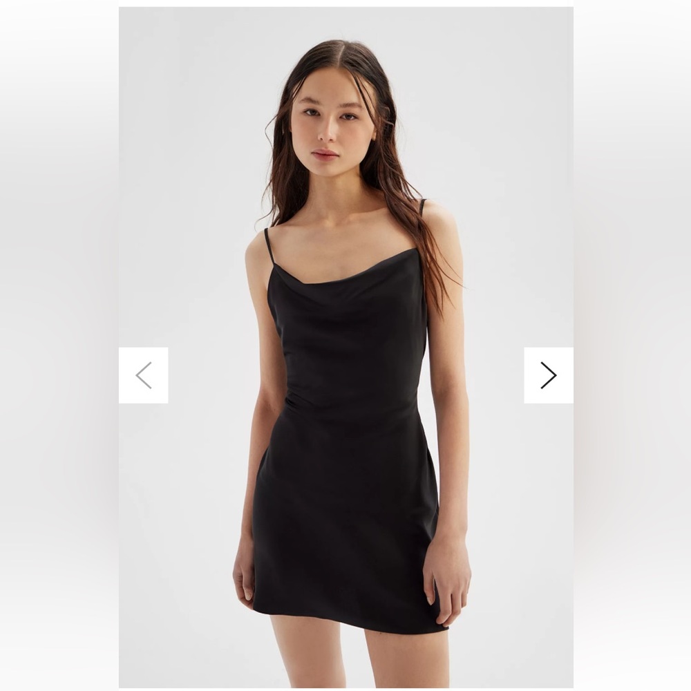 Urban Outfitters Black Satin Slip Dress Large